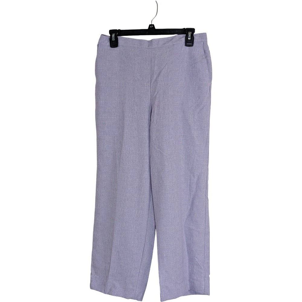 Alfred Dunner Pants Women 12P Purple Textured Straight‎ Leg Elastic Back